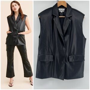 Anthropology Native Youth Ian Vegan Leather Gilet Women's Size Med Shoulder Pads